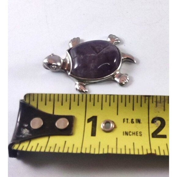 Silver-Plated Turtle Pendant or Figurine With Amethyst Stone Shell - Picture 10 of 10